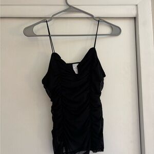 Elegant Black Ruched Women's Top